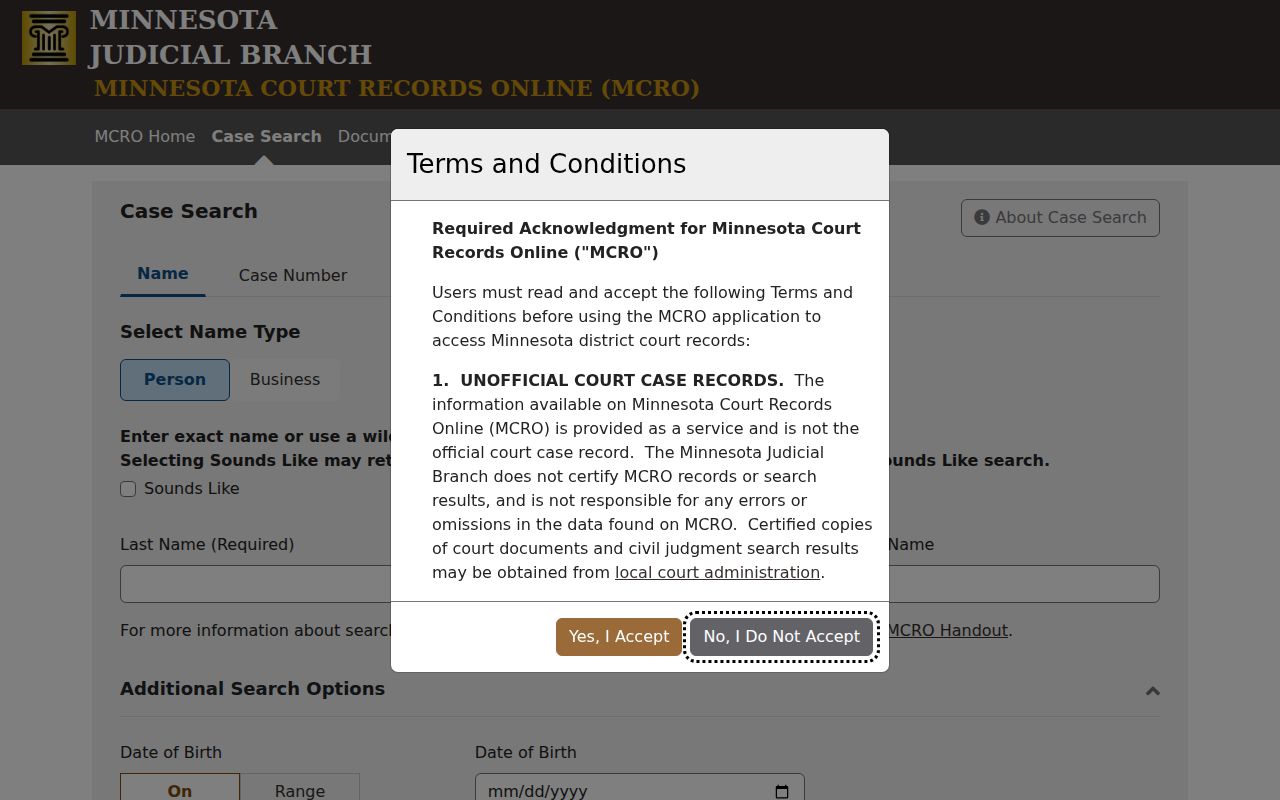 Red Lake County court docket MCRO case search