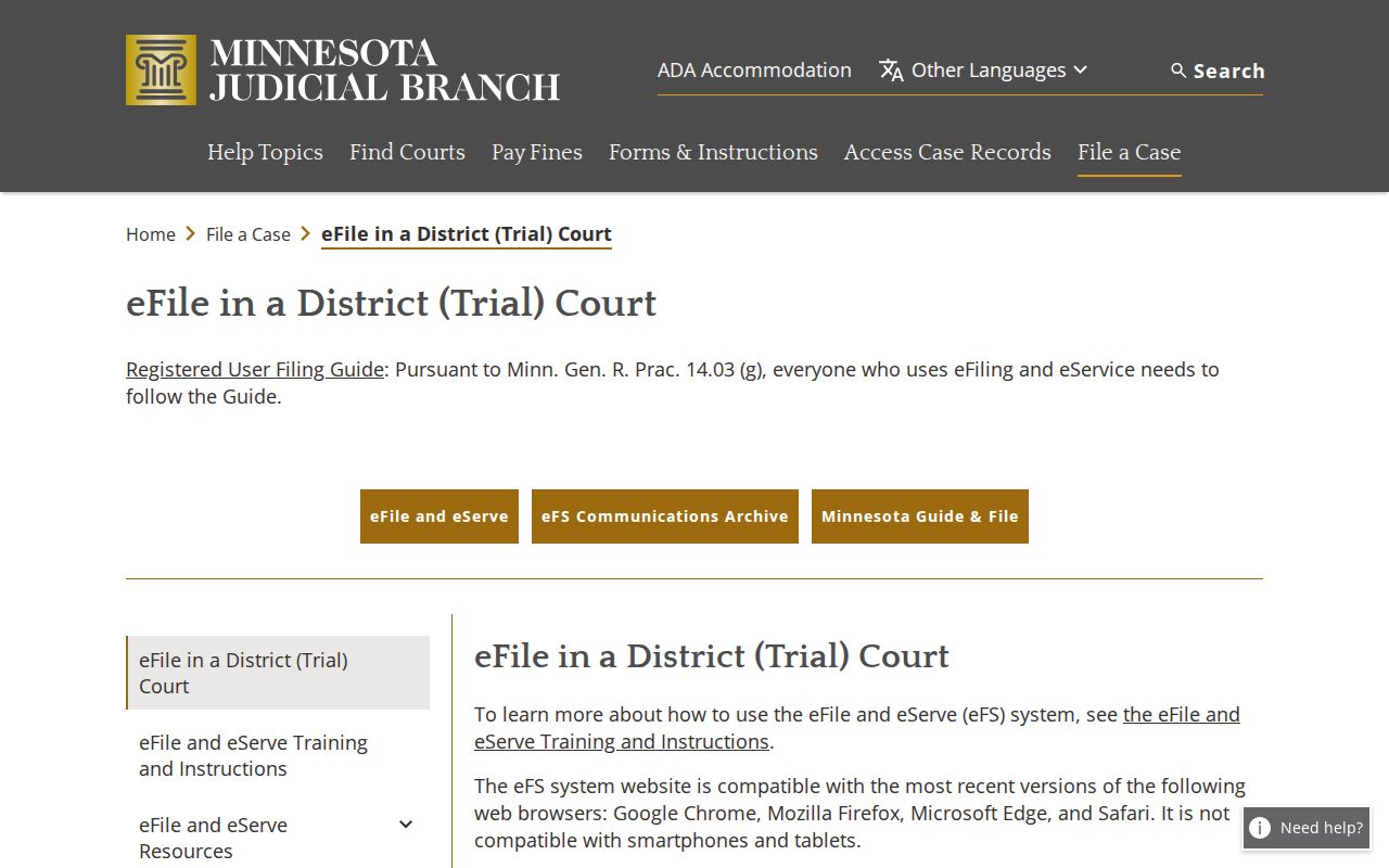 Red Lake County court records Minnesota eFile and eServe filing information