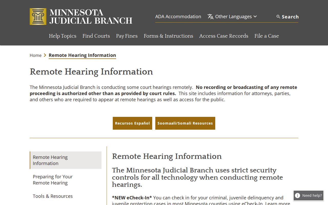 Red Lake County court dates remote hearing guidance