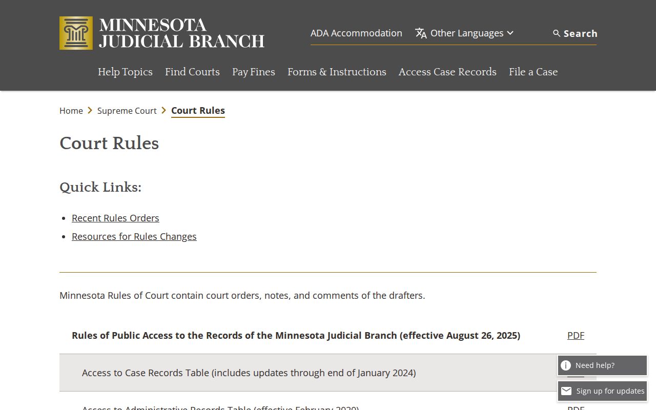 Red Lake County criminal docket Minnesota court rules reference