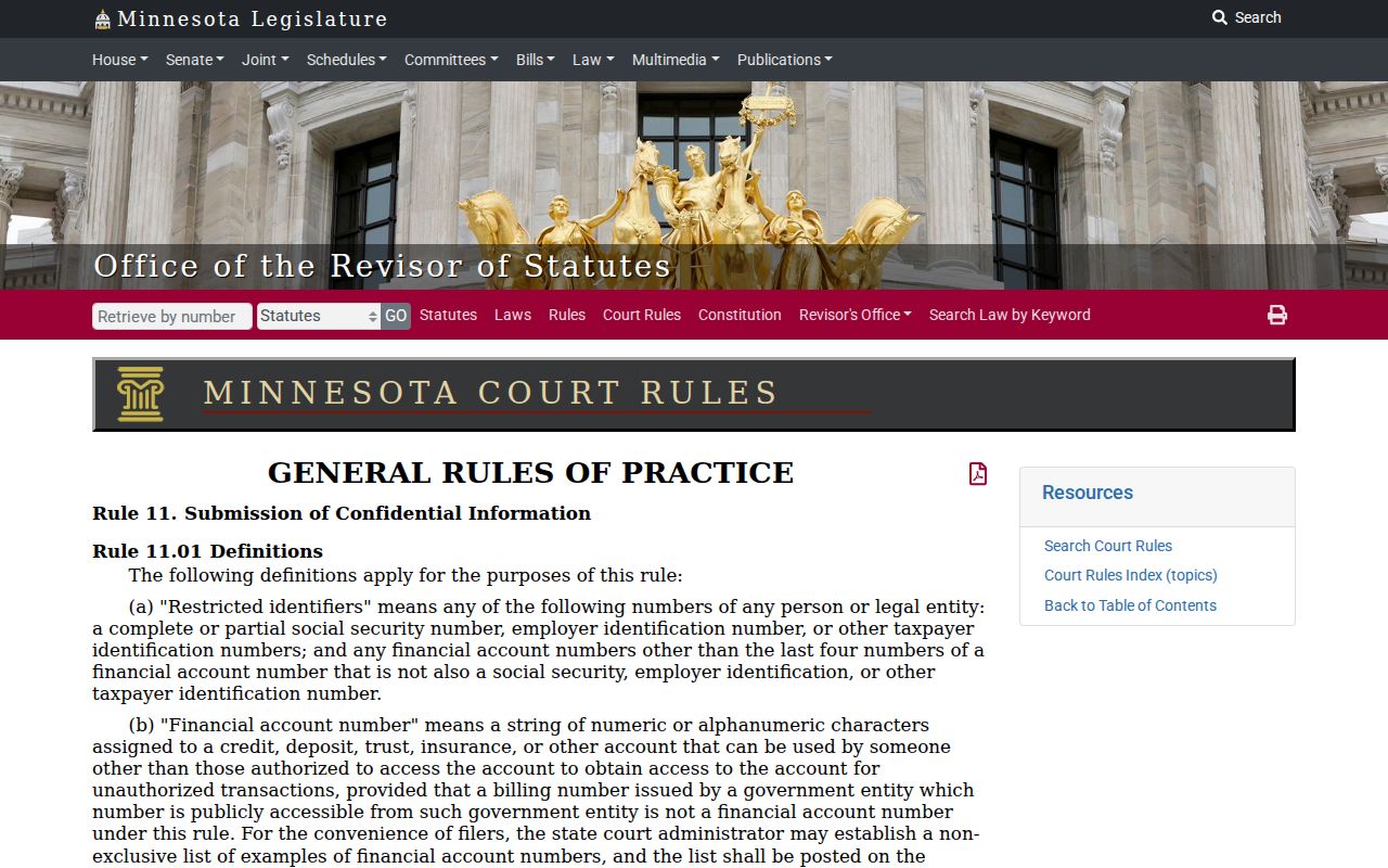 Red Lake County criminal docket protected identifier rule reference